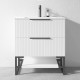 3D-2W 750x450x850mm White Floor Standing Plywood Vanity with Stainless Black Frame Leg And Shelf